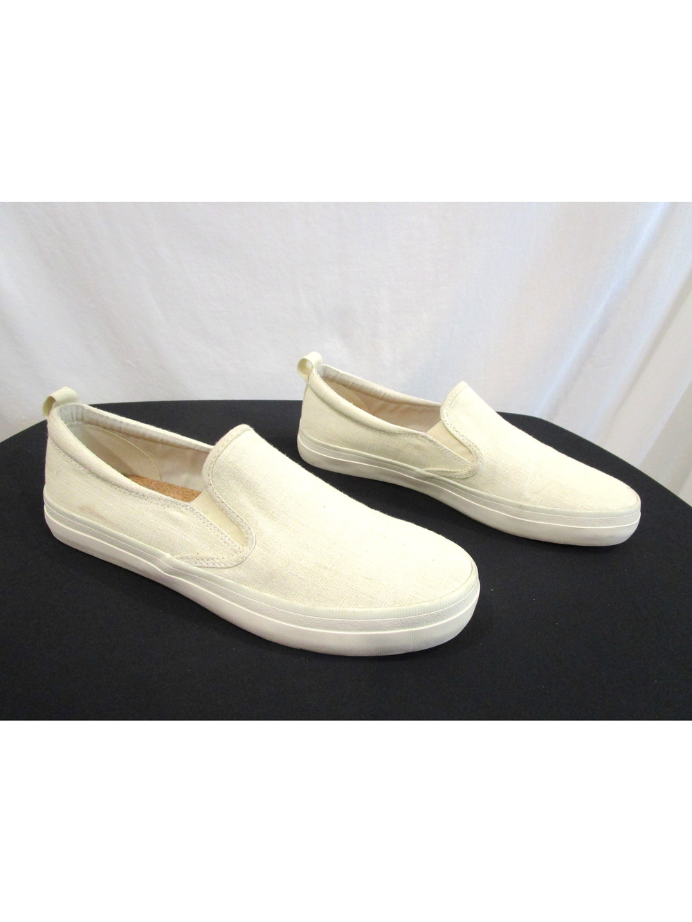 Sperry Ivory Canvas Loafer Deck Slip On Sneakers Women Sz 10